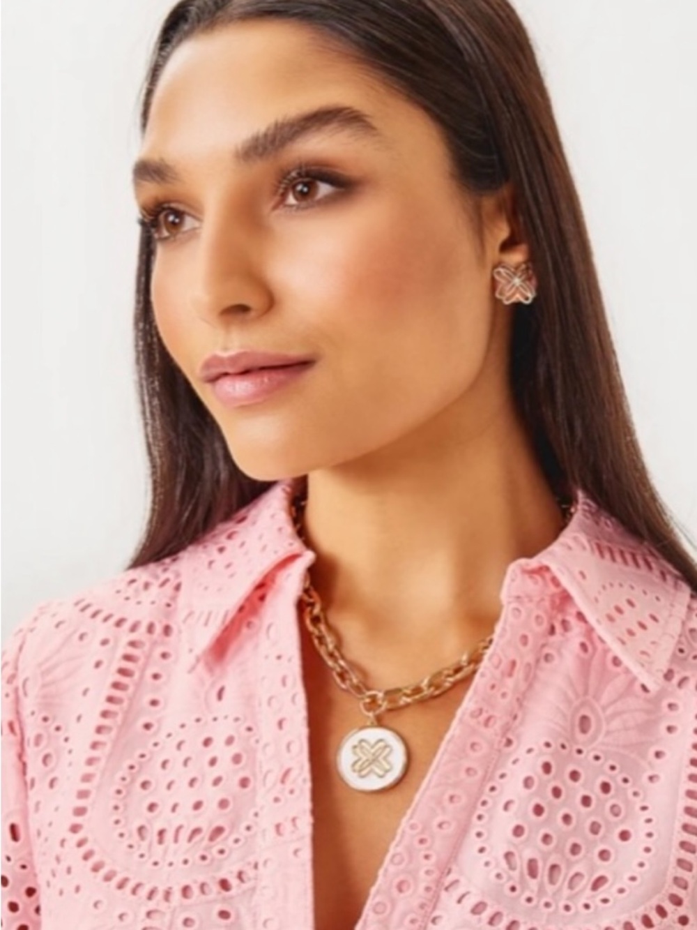 Lilly Pulitzer Logo Pendant Necklace EUC